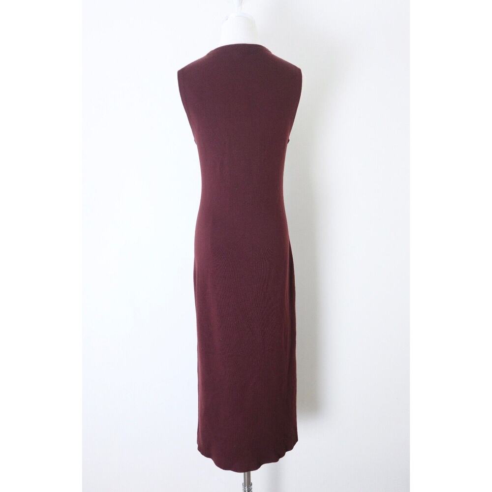 Theory Size M Koldeen Preen Wool Midi Sweater Dress Sleeveless Cassis Red - Picture 8 of 12